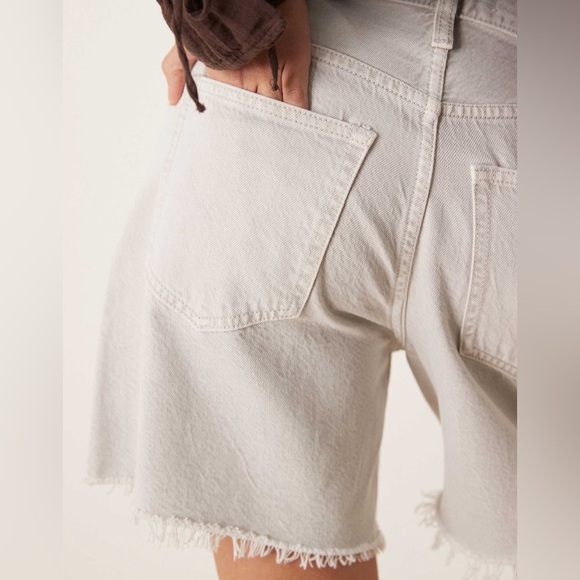 NWT Abercrombie & Fitch High Rise The Loose Jean Shorts - Size 33 - Light Gray - Picture 4 of 13